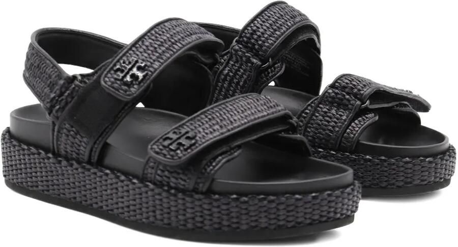 Tory Burch Kira geweven sandalen met plateauzool Zwart