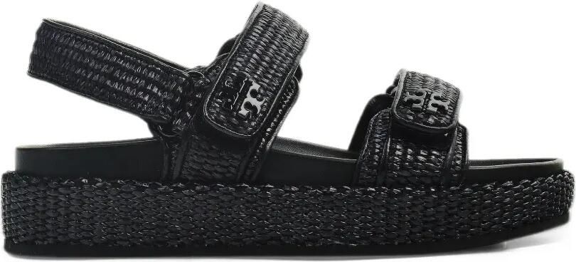 Tory Burch Kira raffia-woven sandals Zwart