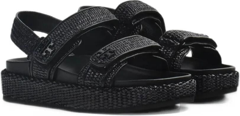 Tory Burch Kira raffia-woven sandals Zwart - Foto 5