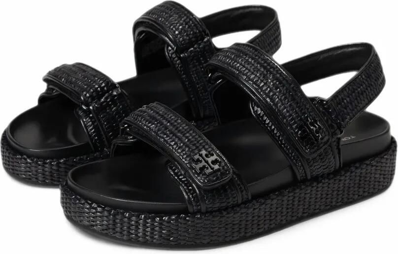 Tory Burch Kira raffia-woven sandals Zwart