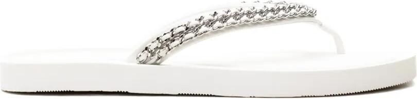 Tory Burch Kira teenslippers met ketting Wit