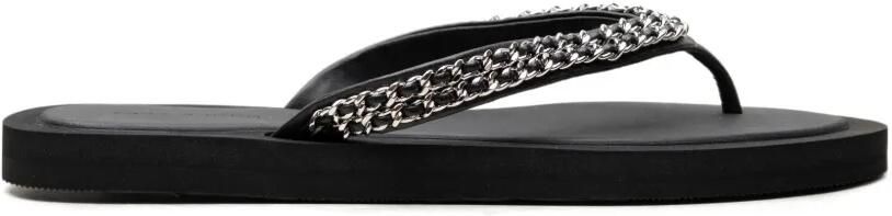 Tory Burch Kira teenslippers met schakelketting Zwart