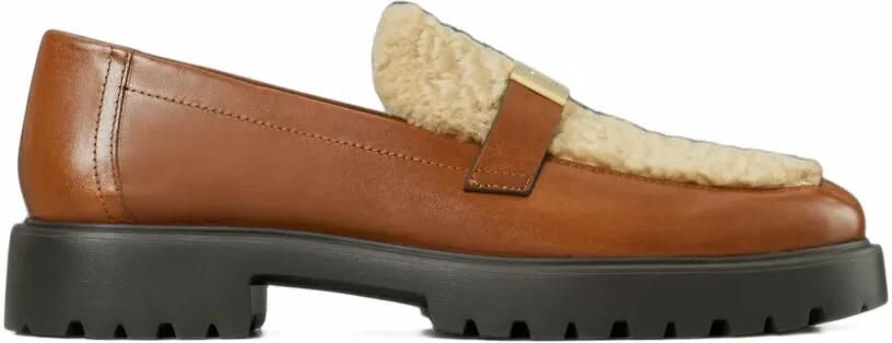 Tory Burch Leelee shearling lug loafers Bruin