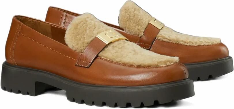 Tory Burch Leelee shearling lug loafers Bruin - Foto 5