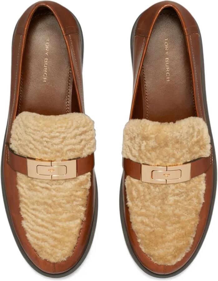 Tory Burch Leelee shearling lug loafers Bruin - Foto 4