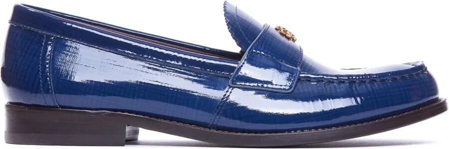 Tory Burch Leren loafers met logoplakkaat Blauw