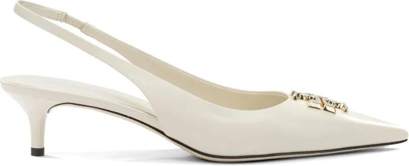 Tory Burch Leren pumps met hak en applicatie Beige