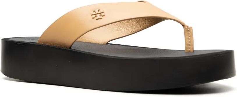 Tory Burch Leren sandalen met plateauzool Beige