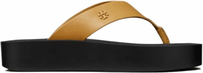 Tory Burch logo-embossed platform flip-flop Geel