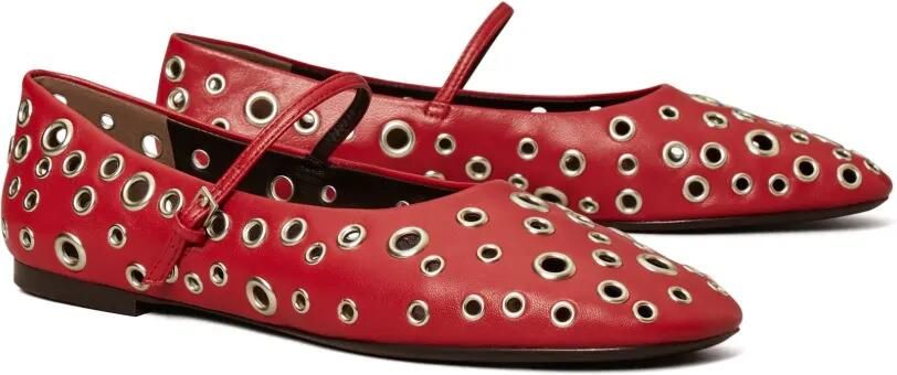Tory Burch Mary Jane ballerina's met ringlets Rood - Foto 4