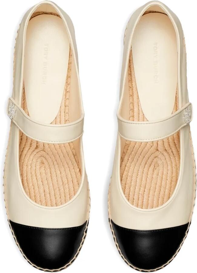 Tory Burch Mary Jane leren ballerina's met bewerkte neus Beige - Foto 3