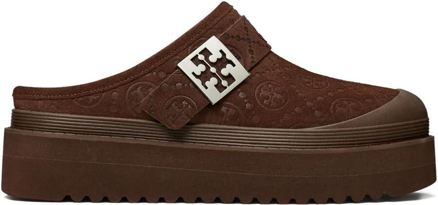Tory Burch Mellow lammy muiltjes met plateauzool Bruin