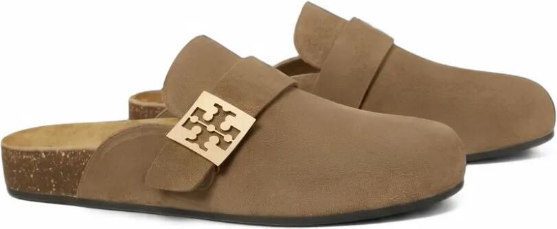 Tory Burch Mellow logo-plaque suede mules Bruin