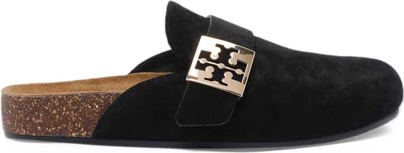 Tory Burch Mellow logo-plaque suede mules Zwart