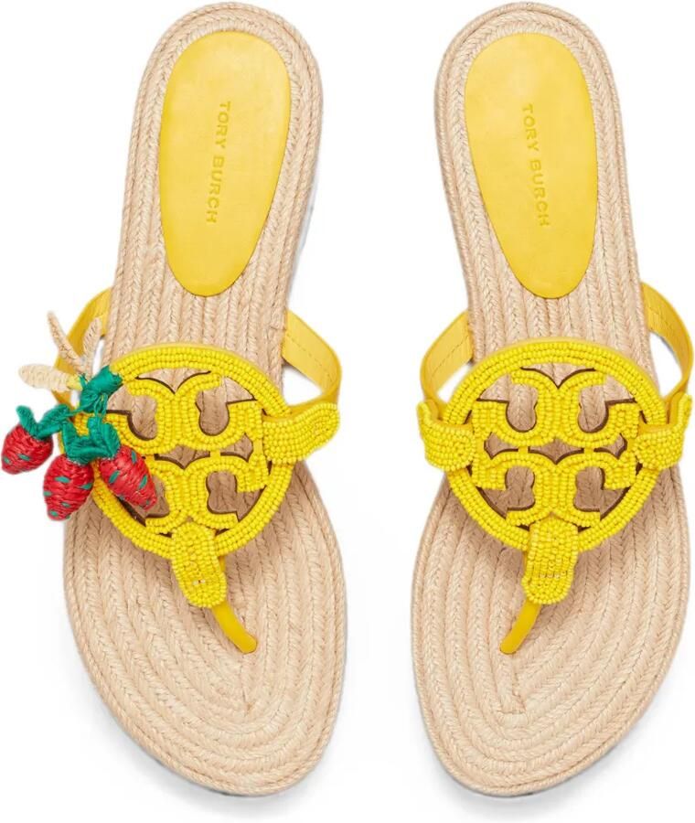 Tory Burch Miller espadrilles met kralen Geel - Foto 2