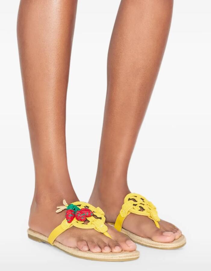 Tory Burch Miller espadrilles met kralen Geel - Foto 4