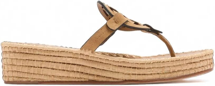 Tory Burch Miller geweven sandalen met sleehak Bruin
