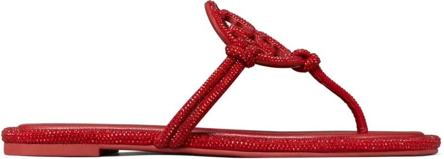 Tory Burch Miller pavé-zetting geknoopte sandalen Rood