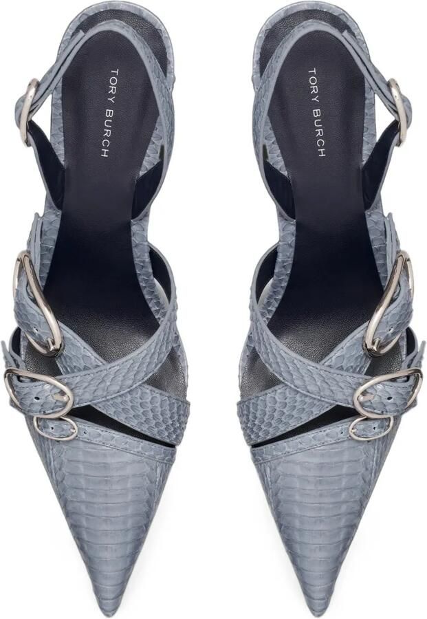 Tory Burch multi buckle slingback Blauw - Foto 3