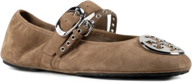 Tory Burch Reva Punk Travel ballerina's Bruin - Foto 3