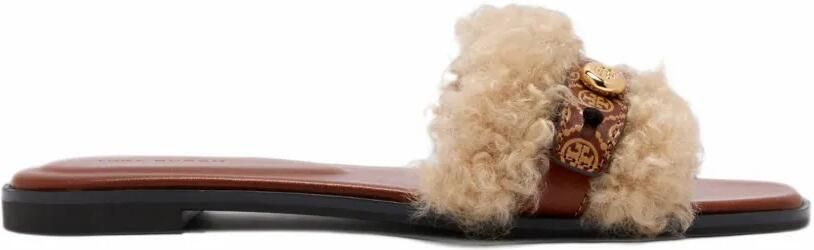 Tory Burch Romy shearling slides Beige