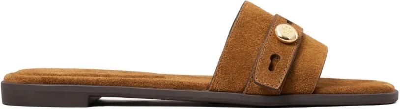 Tory Burch Romy slippers met bandje en knoop Bruin