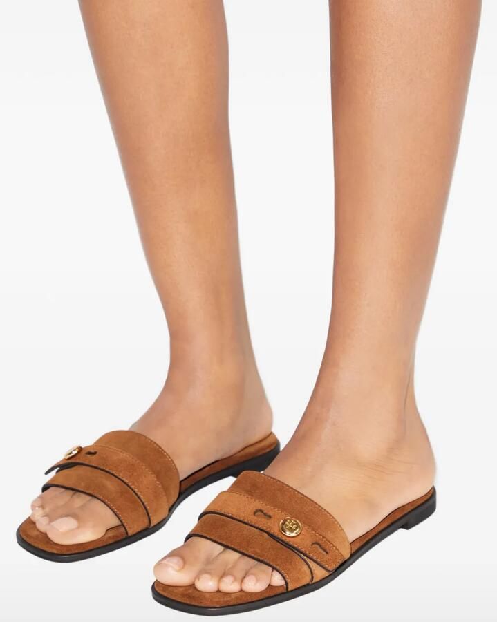 Tory Burch Romy slippers met bandje en knoop Bruin - Foto 3