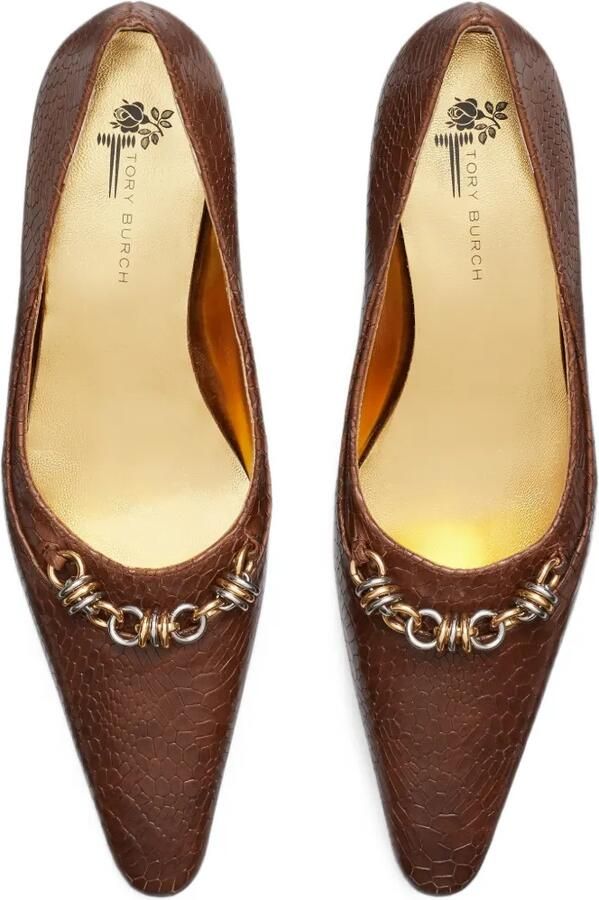 Tory Burch Runway chain pumps Bruin - Foto 3