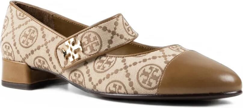 Tory Burch T Monogram ballerina's met leren afwerking Beige - Foto 3