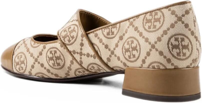 Tory Burch T Monogram ballerina's met leren afwerking Beige - Foto 2