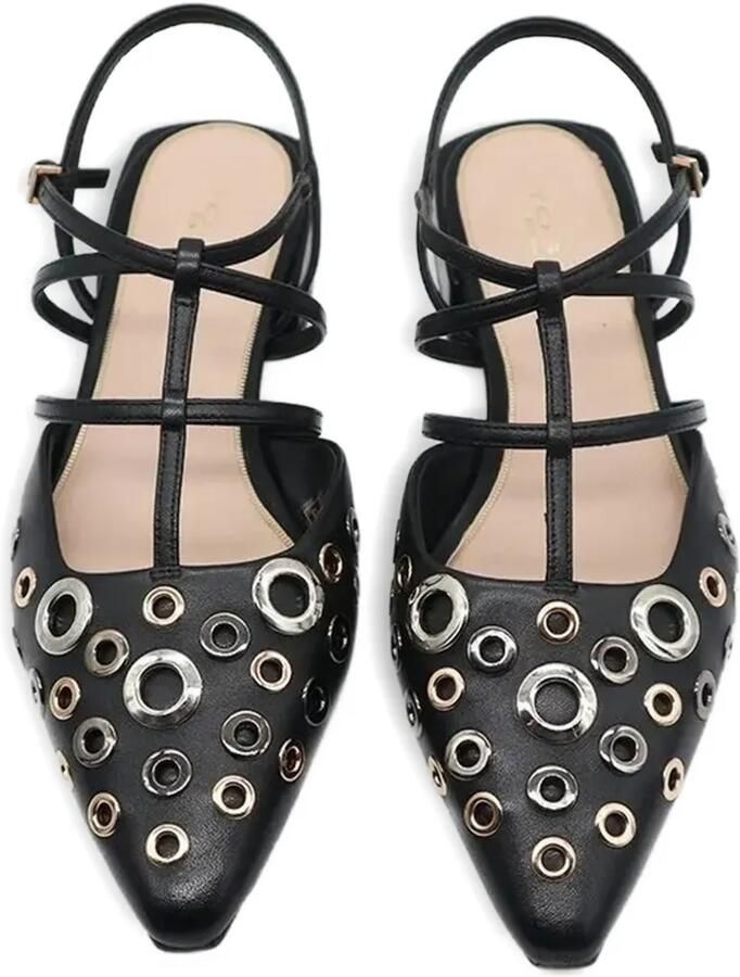 Tosca Blu Platte pumps met bandjes en ringlets Zwart