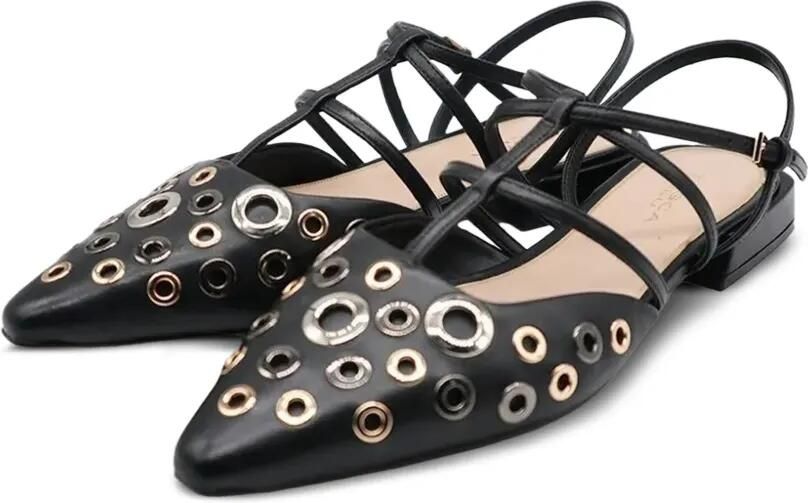 Tosca Blu Platte pumps met bandjes en ringlets Zwart - Foto 4
