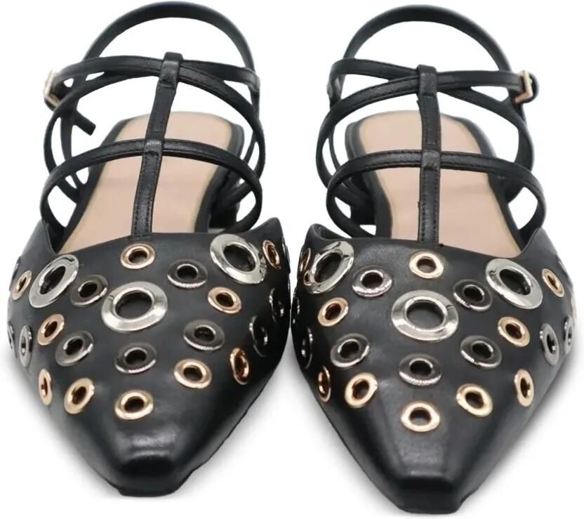 Tosca Blu Platte pumps met bandjes en ringlets Zwart - Foto 2