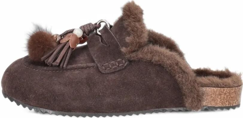 Tosca Blu Scarlett bead-embellished fur-trim slides Bruin
