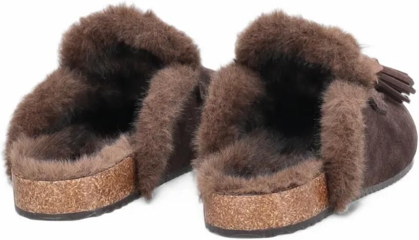 Tosca Blu Scarlett bead-embellished fur-trim slides Bruin - Foto 2