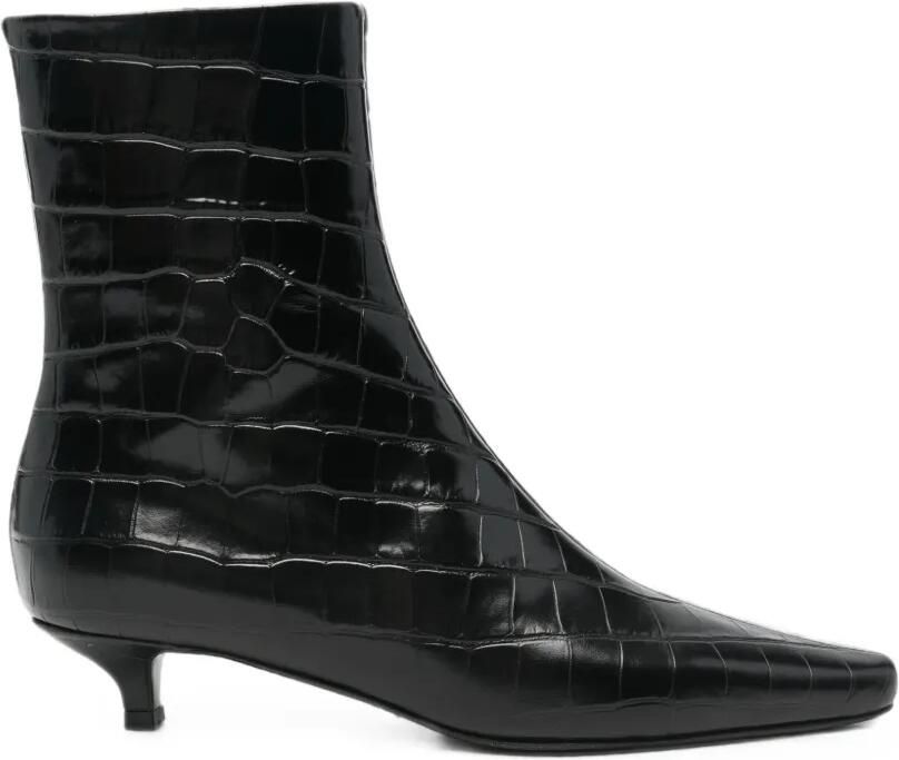 TOTEME croc-effect pointed-toe boots Zwart