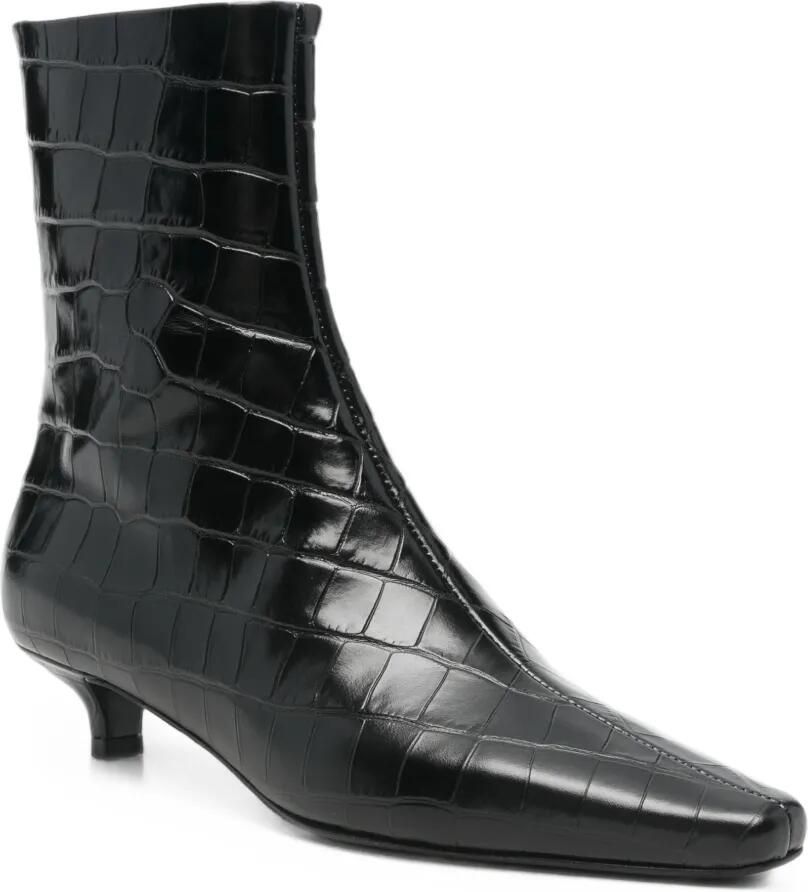 TOTEME croc-effect pointed-toe boots Zwart - Foto 2