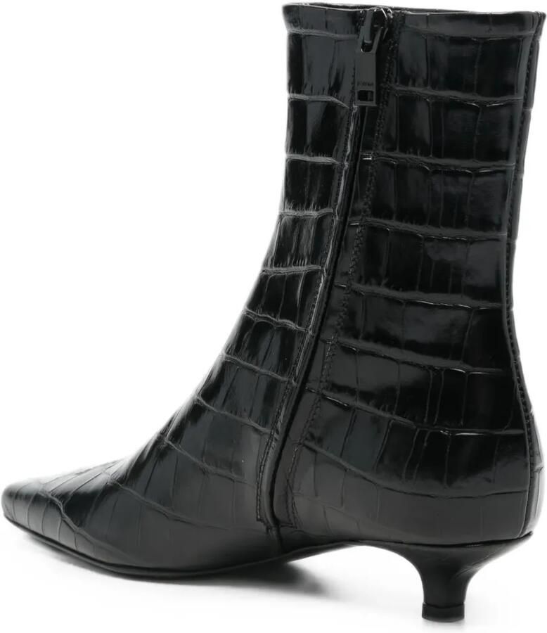 TOTEME croc-effect pointed-toe boots Zwart - Foto 3
