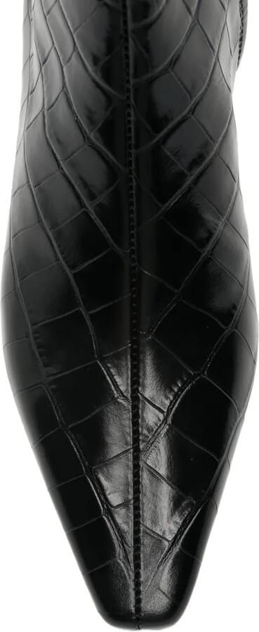 TOTEME croc-effect pointed-toe boots Zwart - Foto 4
