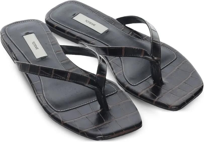 TOTEME Leren sandalen met krokodillen-reliëf Bruin - Foto 4