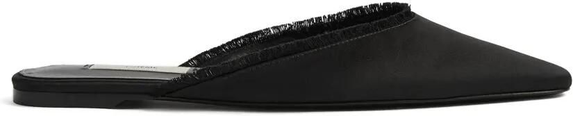 TOTEME Satijnen lounge slippers met franje Zwart