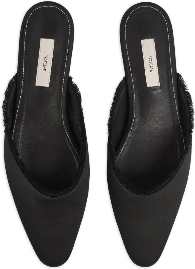 TOTEME Satijnen lounge slippers met franje Zwart - Foto 4