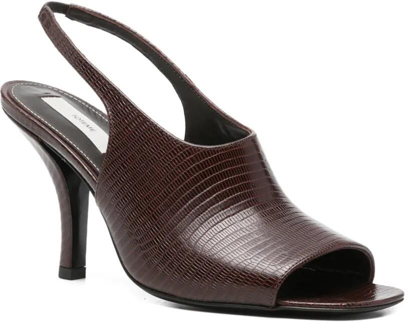 TOTEME Slingback sandalen met hagedissenreliëf Bruin - Foto 3