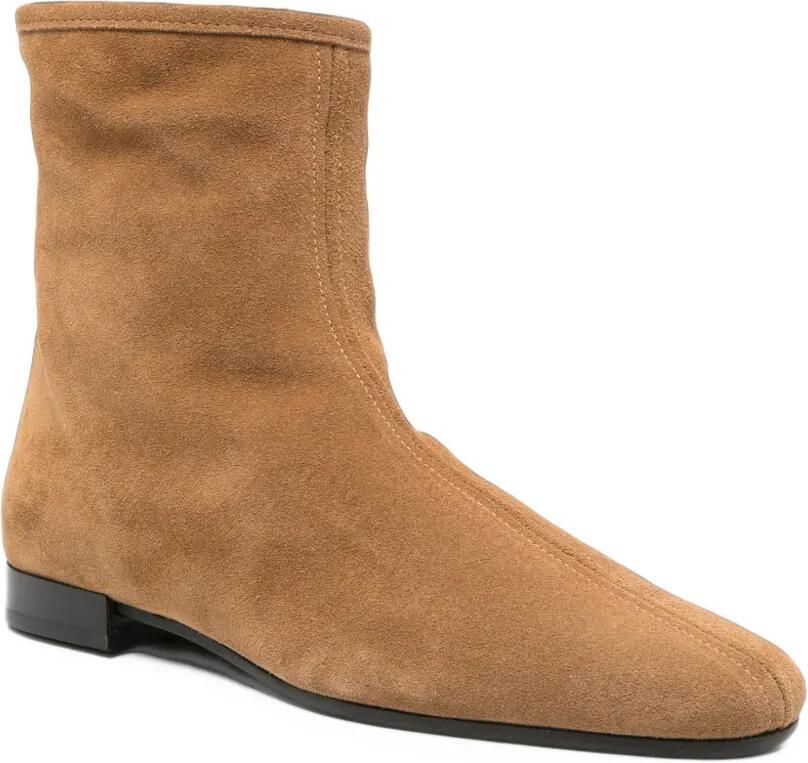 TOTEME suede rear-zip ankle boots Bruin - Foto 3