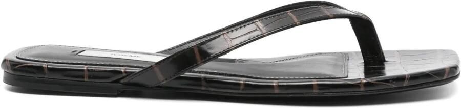 TOTEME Teenslippers met krokodillen-reliëf Bruin