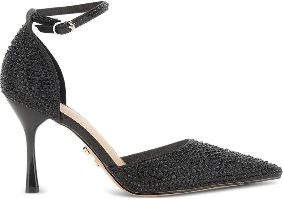 TWENTY FOURHAITCH 90 mm Gruis pumps met enkelbandje en stras Zwart