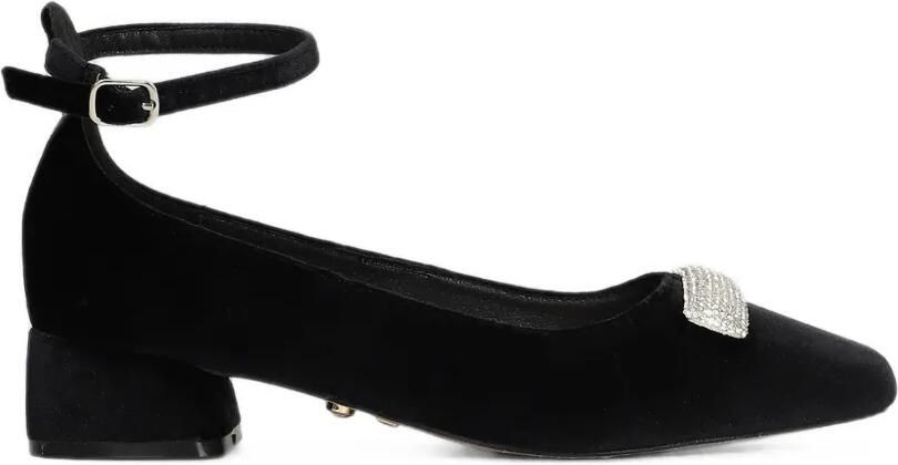 TWENTY FOURHAITCH Ballerina's verfraaid met kristallen en enkelbandje Zwart