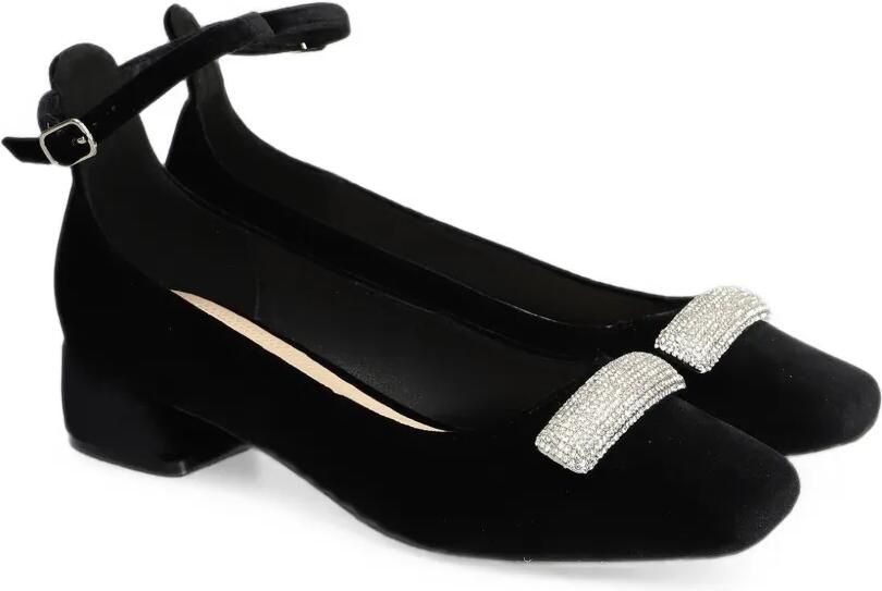 TWENTY FOURHAITCH Ballerina's verfraaid met kristallen en enkelbandje Zwart - Foto 4