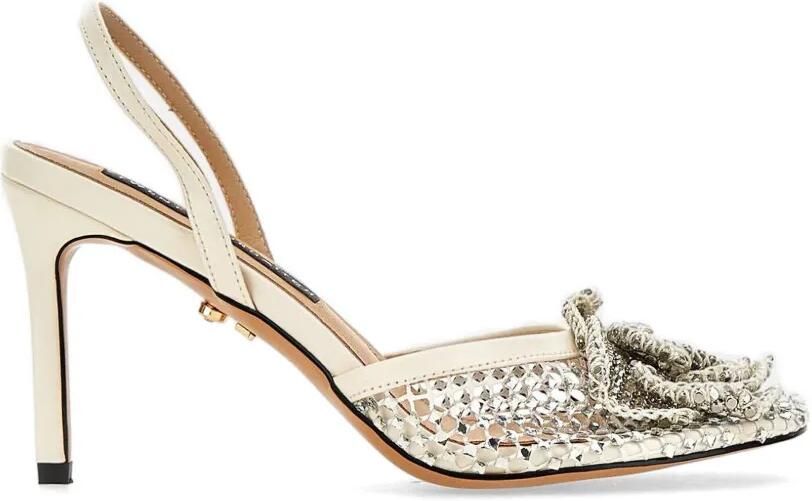 TWENTY FOURHAITCH Benirras mesh pumps verfraaid met stras Beige