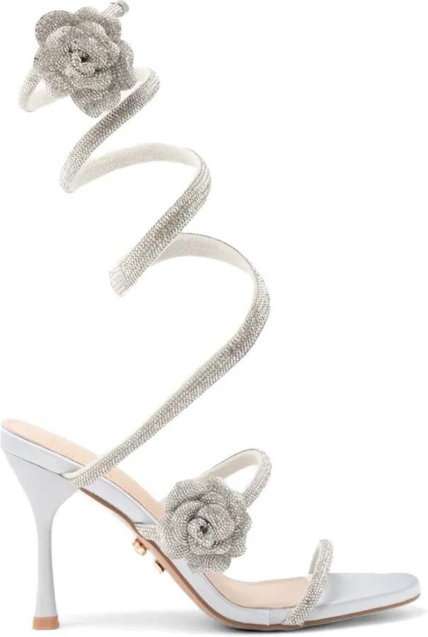 TWENTY FOURHAITCH Coral sandalen met bloemen-detail Zilver